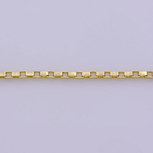 14K Gold plated 1.2mm Dainty Box Layering 18 Inch Chain Necklace w. Spring Ring | WA-389 Clearance Pricing - DLUXCA