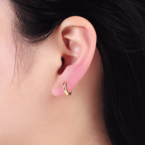 14K Gold plated 12mm Dotted Cartilage Huggie Earrings in Gold & Silver | AB1353 AB1354