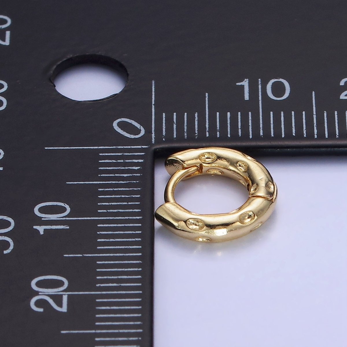 14K Gold plated 12mm Dotted Cartilage Huggie Earrings in Gold & Silver | AB1353 AB1354