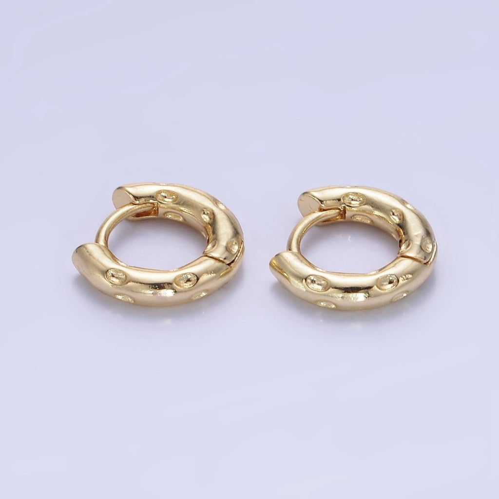 14K Gold plated 12mm Dotted Cartilage Huggie Earrings in Gold & Silver | AB1353 AB1354