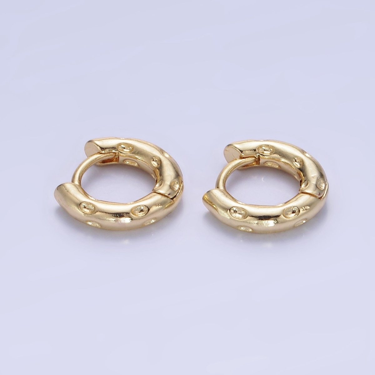 14K Gold plated 12mm Dotted Cartilage Huggie Earrings in Gold & Silver | AB1353 AB1354