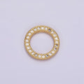 14K Gold plated 12mm Open Round Clear Micro Paved CZ Charm Supply | Z-476 - DLUXCA