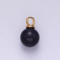 14K Gold plated 12mm Synthetic Blue Goldstone Round Sphere Ball Pendant | N1993 - DLUXCA