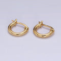 14K Gold plated 12mm Tube Minimalist French Latch Hoop Earrings in Gold & Silver | AE116 AE117 - DLUXCA