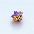 14K Gold plated 12mm Witch Pumpkin Lantern Enamel Bead | B627 - DLUXCA