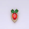 14K Gold plated 13.5mm Orange Carrot Fruit Micro Paved CZ Pendant | N1816 - DLUXCA
