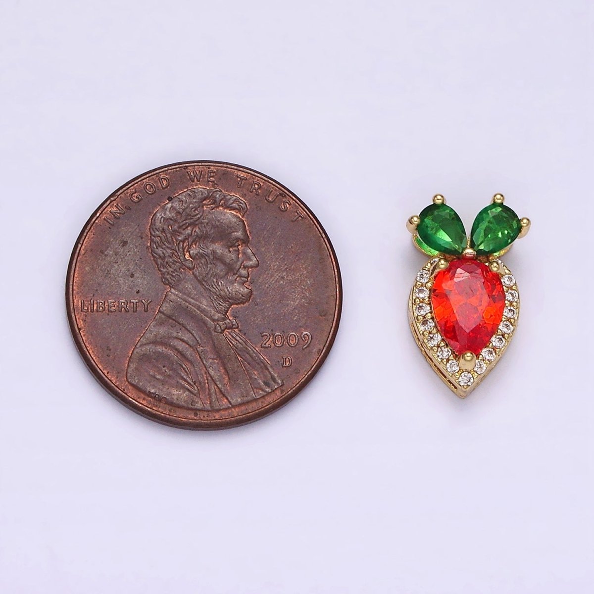 14K Gold plated 13.5mm Orange Carrot Fruit Micro Paved CZ Pendant | N1816 - DLUXCA