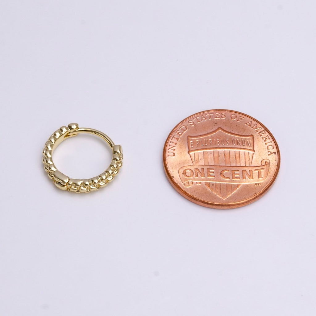 14K Gold plated 13mm Bubble Ball Cartilage Huggie Earrings | AE577 - DLUXCA