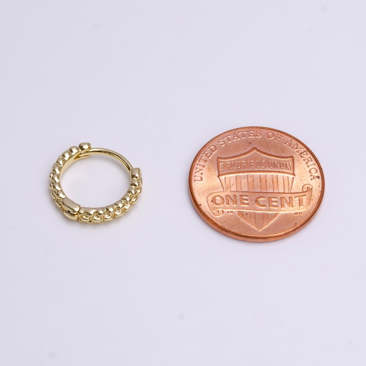14K Gold plated 13mm Bubble Ball Cartilage Huggie Earrings | AE577 - DLUXCA