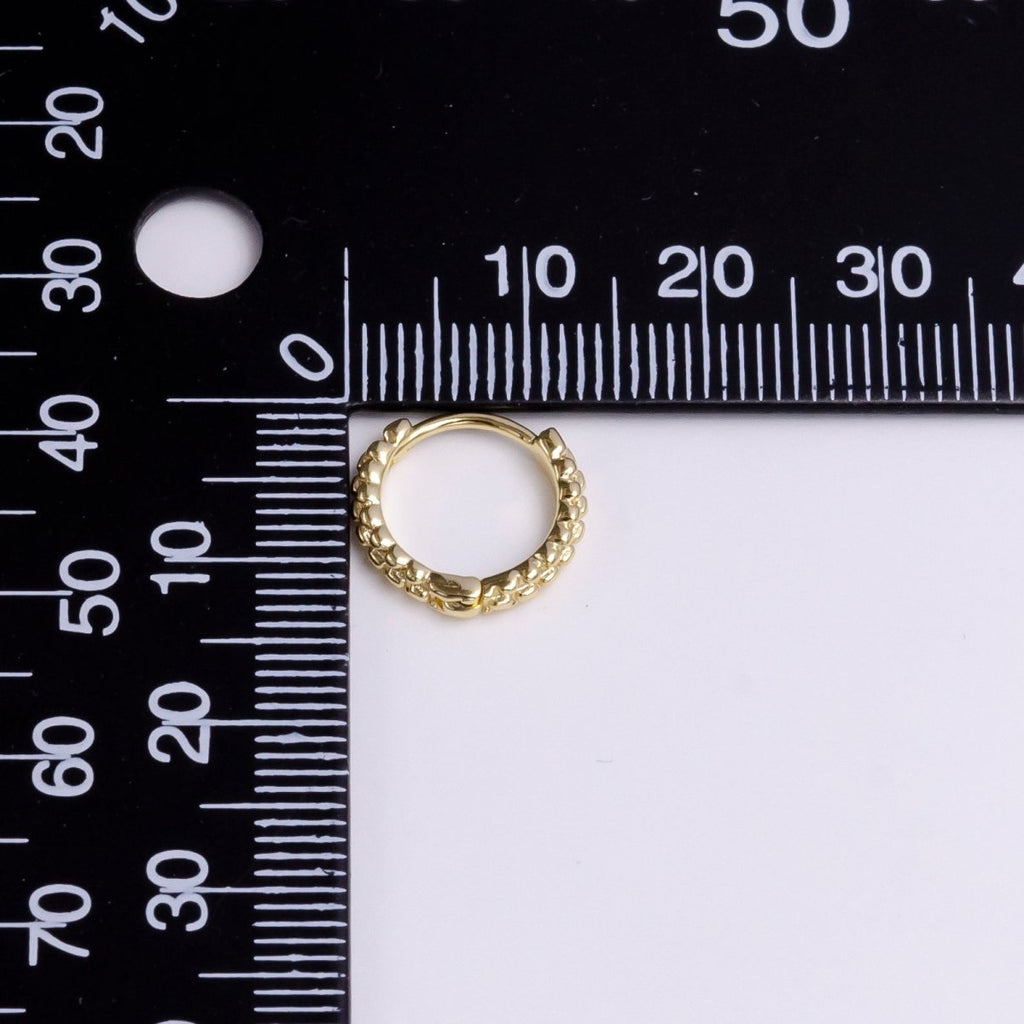 14K Gold plated 13mm Bubble Ball Cartilage Huggie Earrings | AE577 - DLUXCA