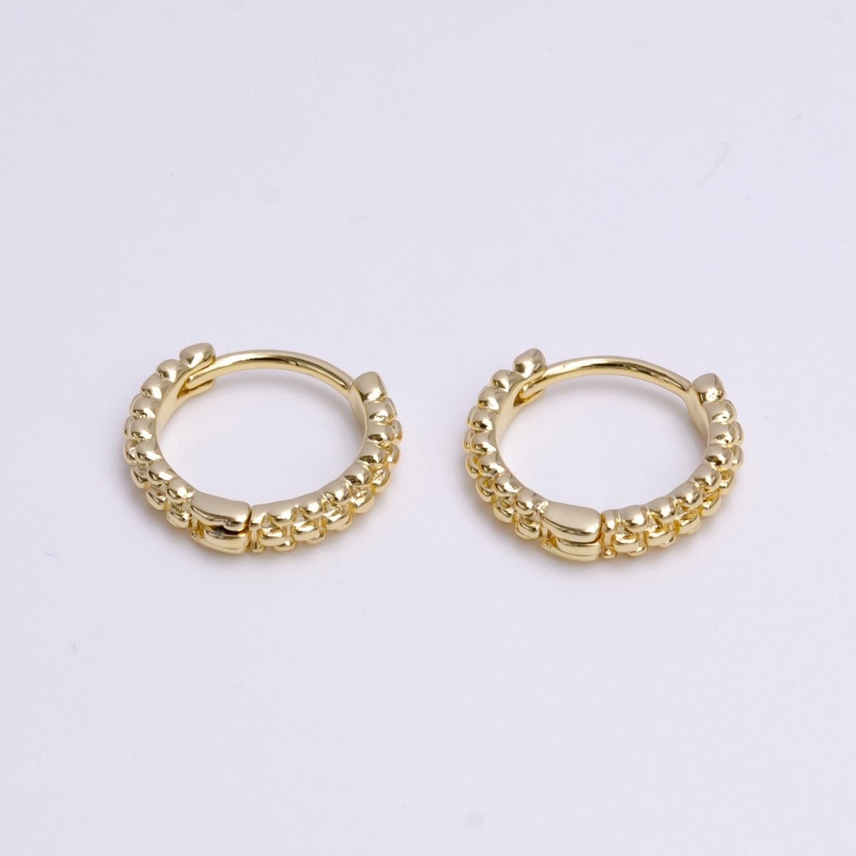 14K Gold plated 13mm Bubble Ball Cartilage Huggie Earrings | AE577 - DLUXCA