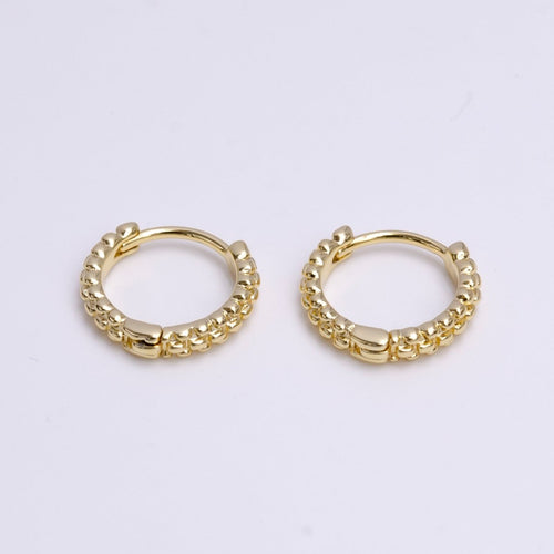 14K Gold plated 13mm Bubble Ball Cartilage Huggie Earrings | AE577 - DLUXCA