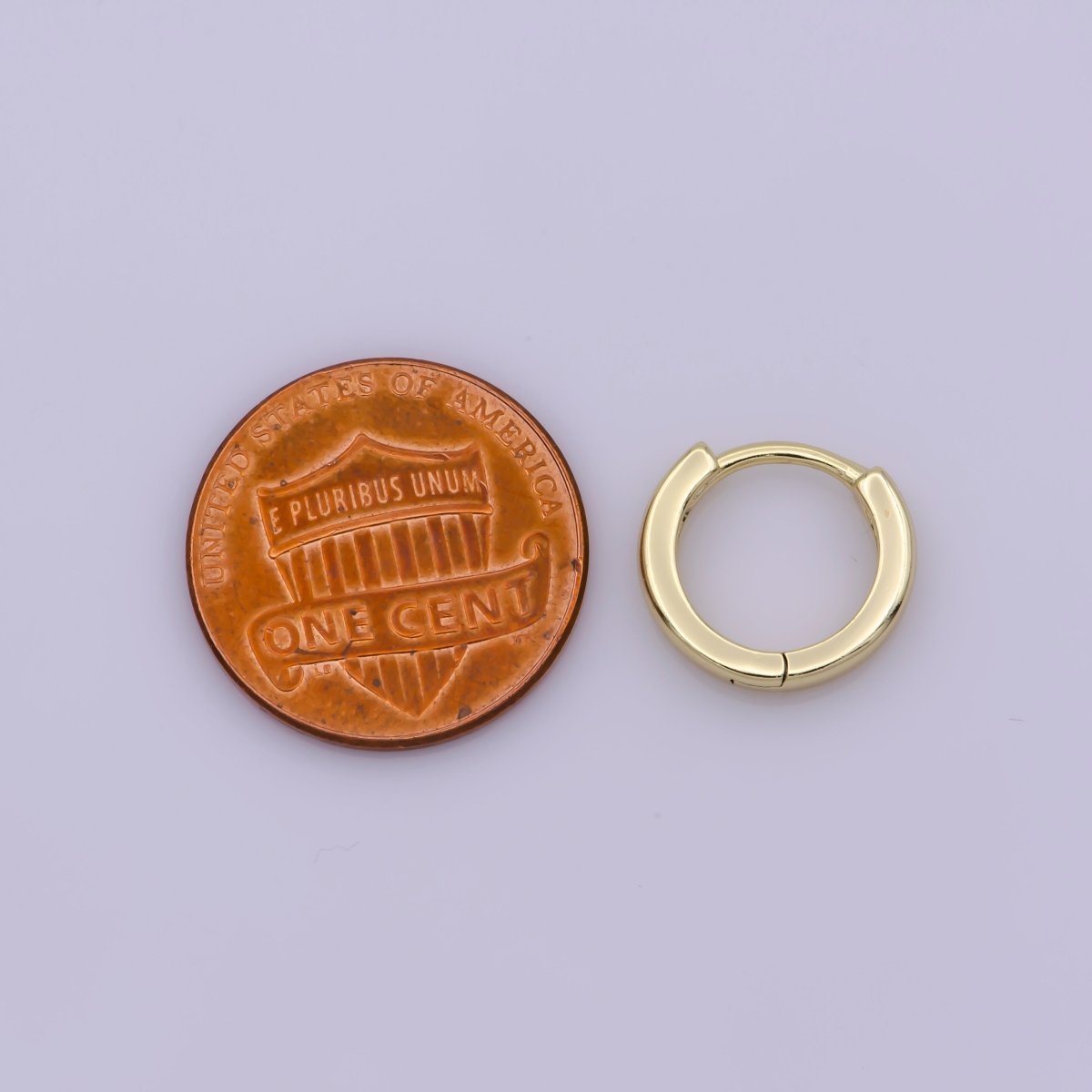 14K Gold plated 13mm Huggie Hoop Earrings | Leo-570 - DLUXCA