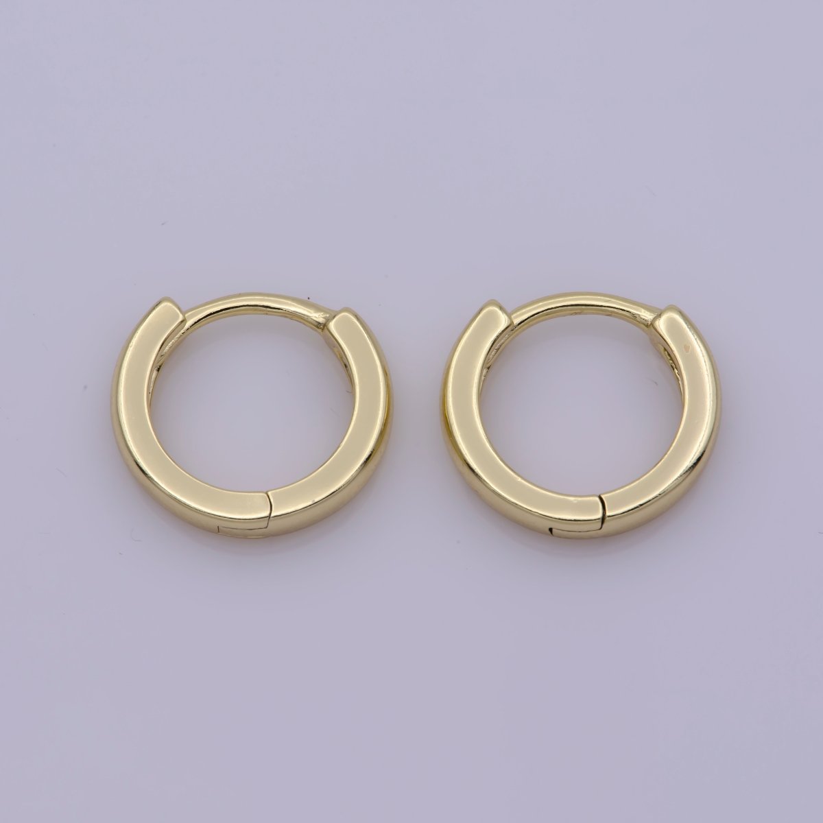 14K Gold plated 13mm Huggie Hoop Earrings | Leo-570 - DLUXCA