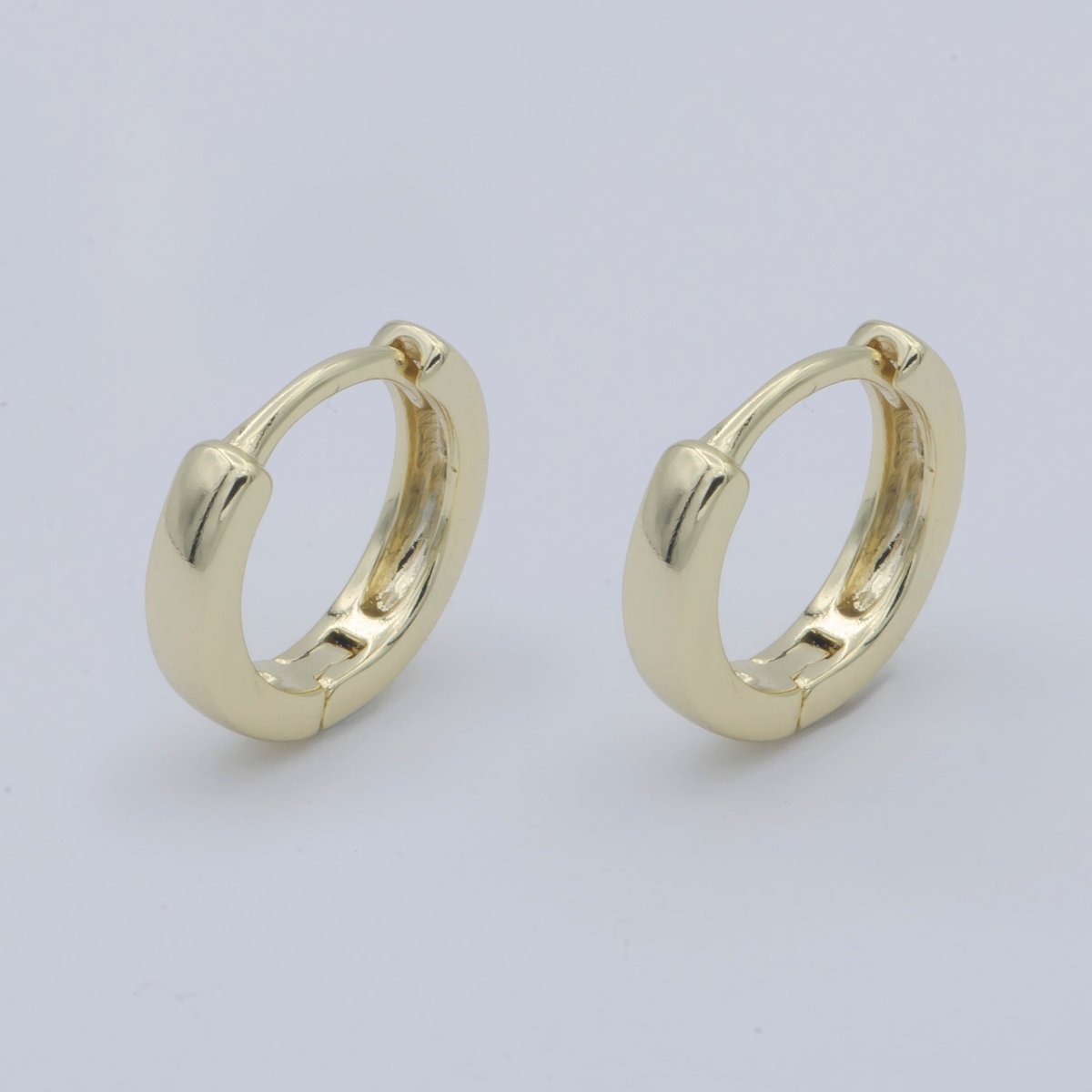 14K Gold plated 13mm Huggie Hoop Earrings | Leo-570 - DLUXCA