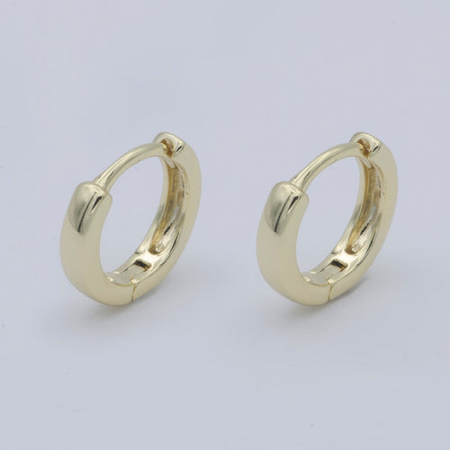 14K Gold plated 13mm Huggie Hoop Earrings | Leo-570 - DLUXCA