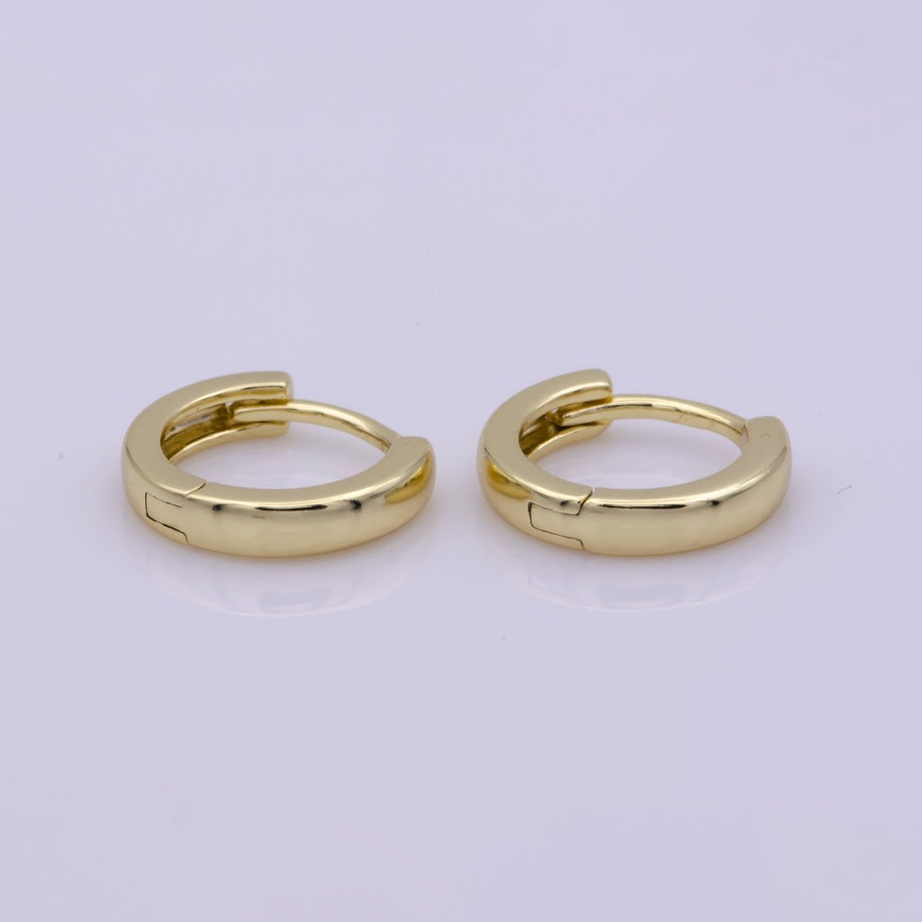 14K Gold plated 13mm Huggie Hoop Earrings | Leo-570 - DLUXCA
