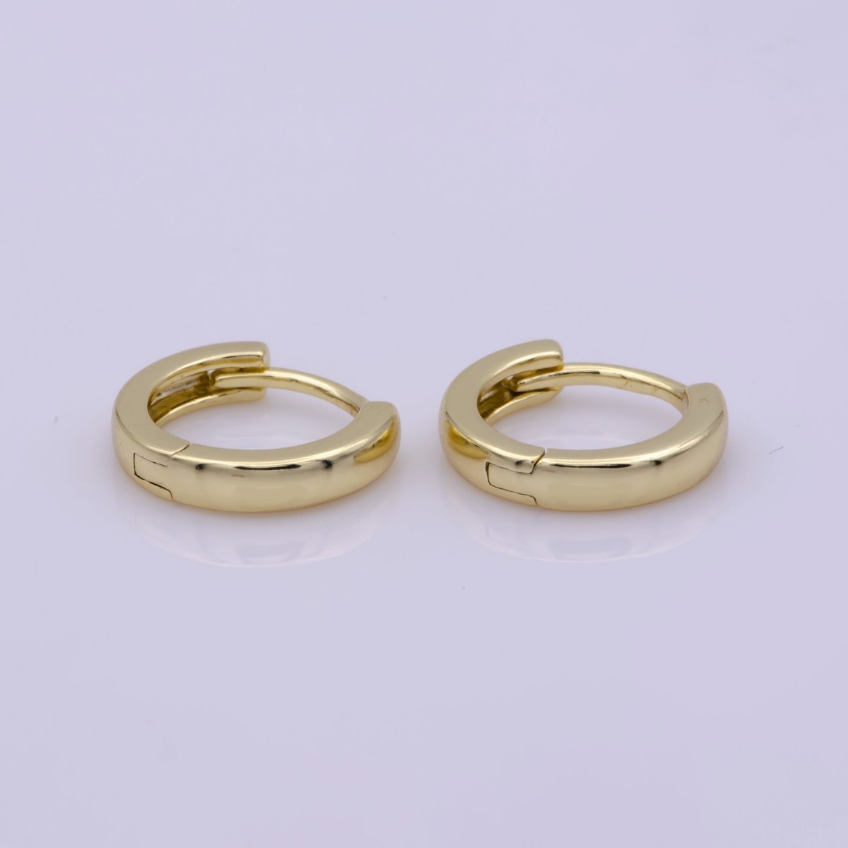 14K Gold plated 13mm Huggie Hoop Earrings | Leo-570 - DLUXCA
