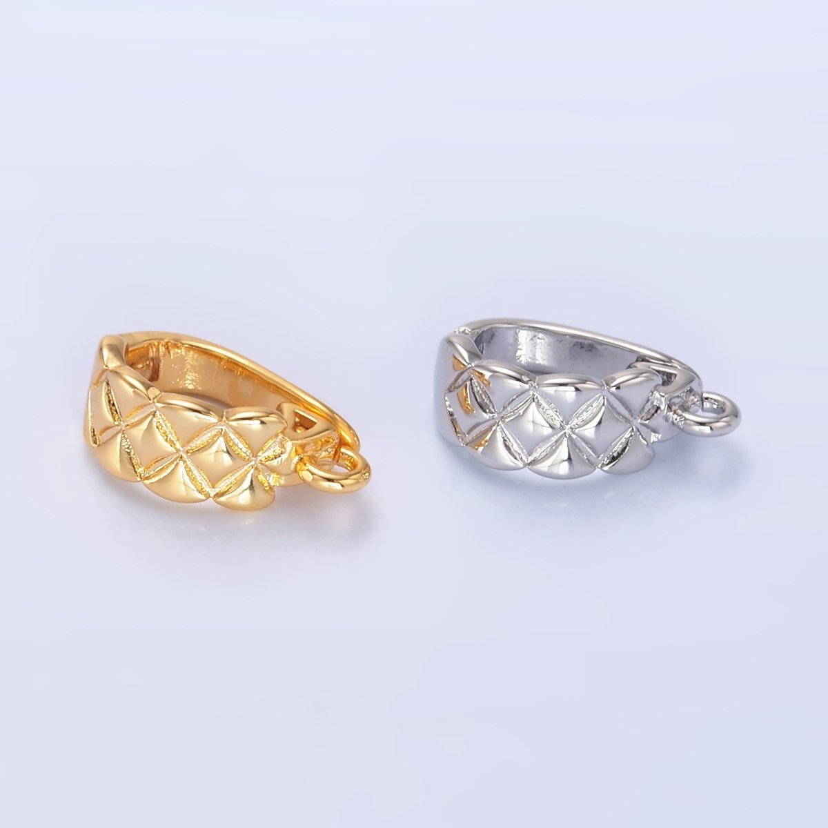 14K Gold plated 13mm Quilted Snap Latch Bail Findings in Gold & Silver | Z701 - DLUXCA