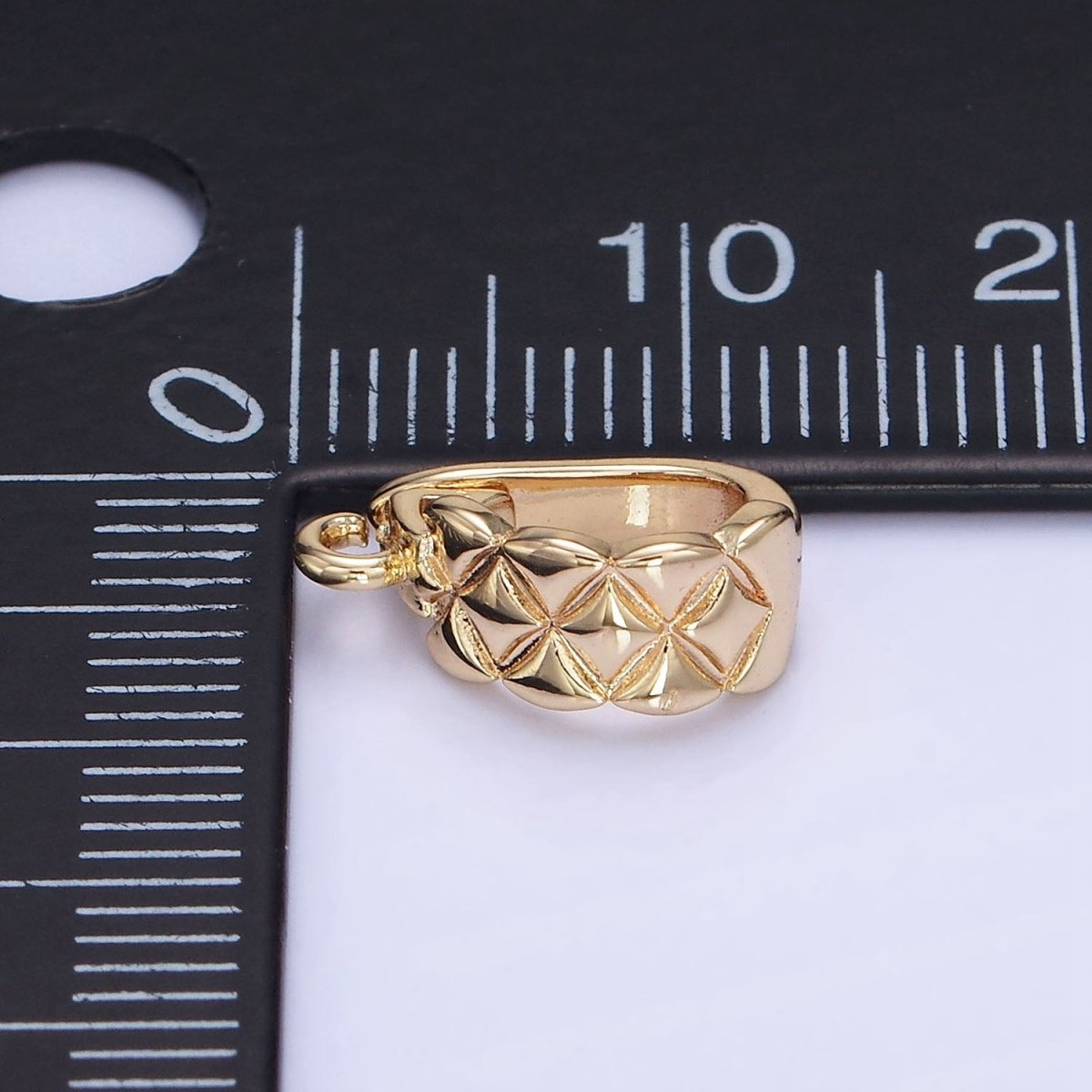 14K Gold plated 13mm Quilted Snap Latch Bail Findings | Z701 - DLUXCA