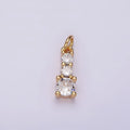 14K Gold plated 13mm Triple Clear CZ Linear Mini Add-On Charm | AG422 - DLUXCA