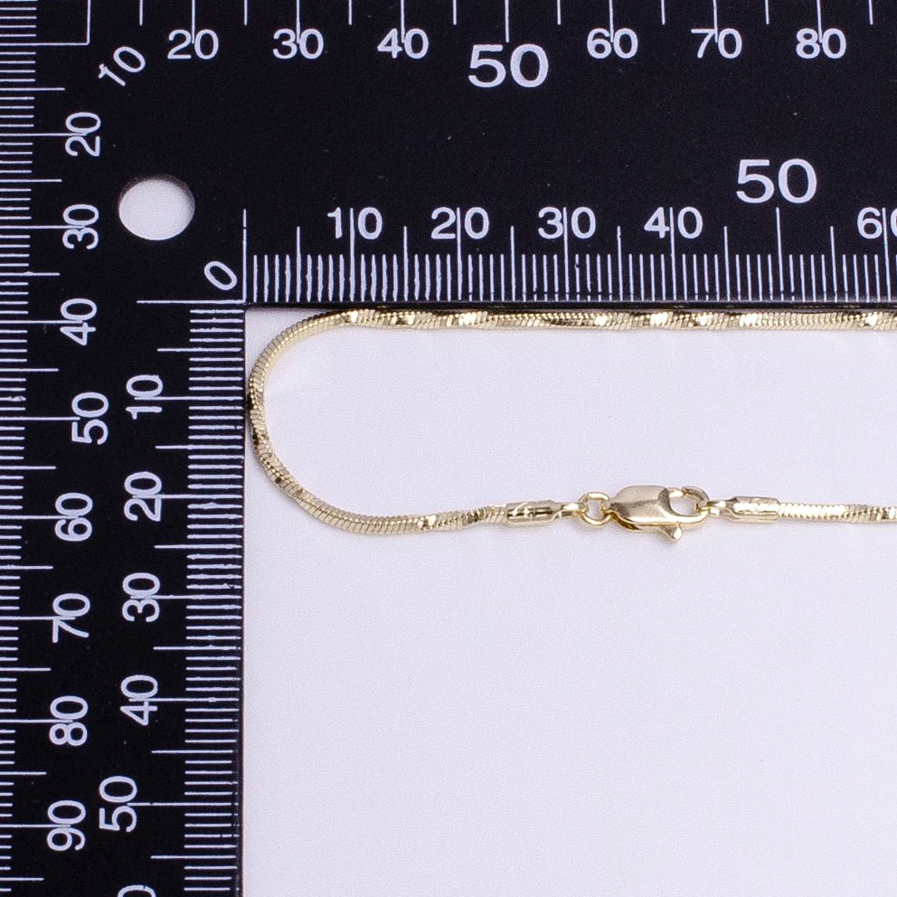 14K Gold plated 1.3mm Unique Cocoon Snake Chain 18 Inch Layering Necklace | WA-1743 - DLUXCA