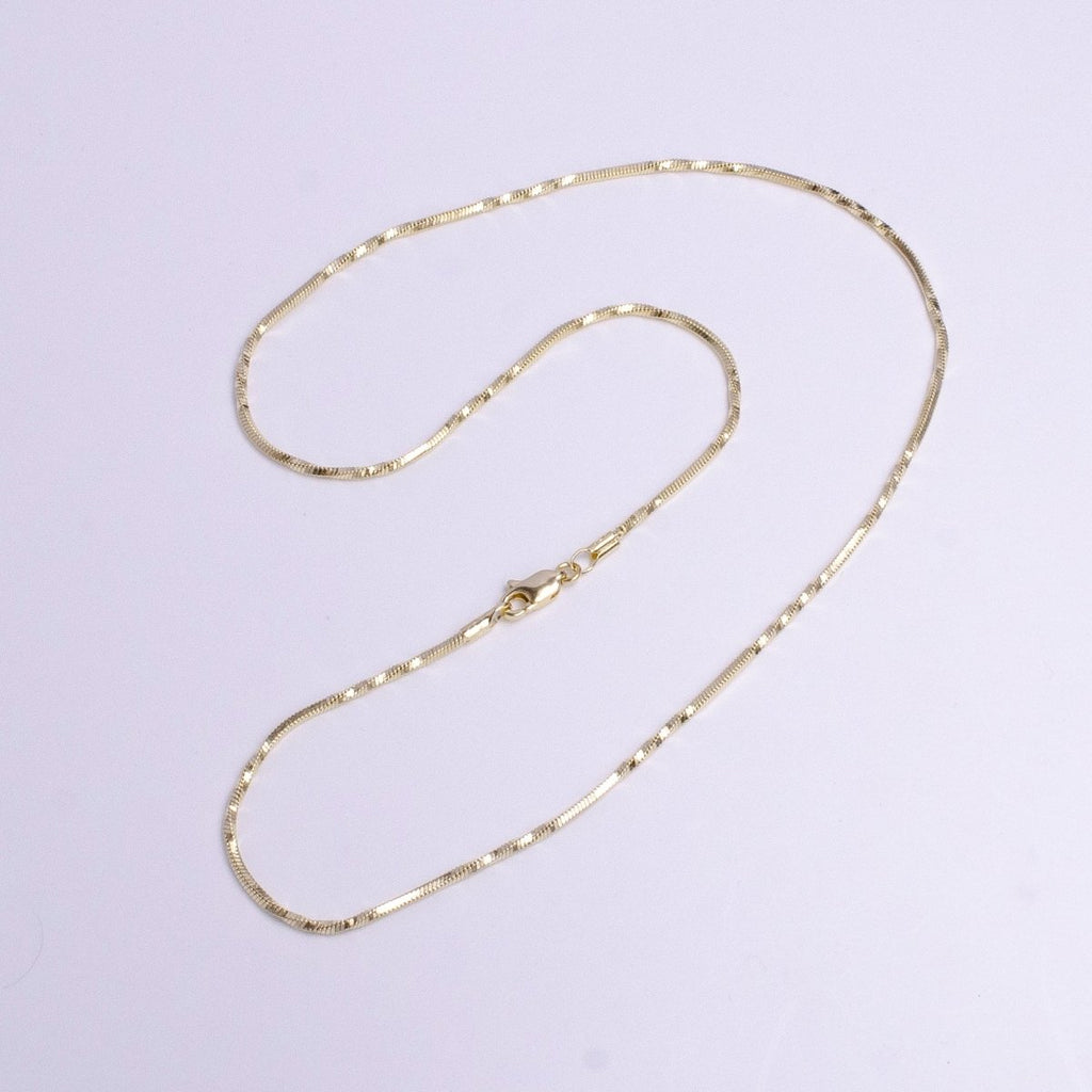 14K Gold plated 1.3mm Unique Cocoon Snake Chain 18 Inch Layering Necklace | WA-1743 - DLUXCA