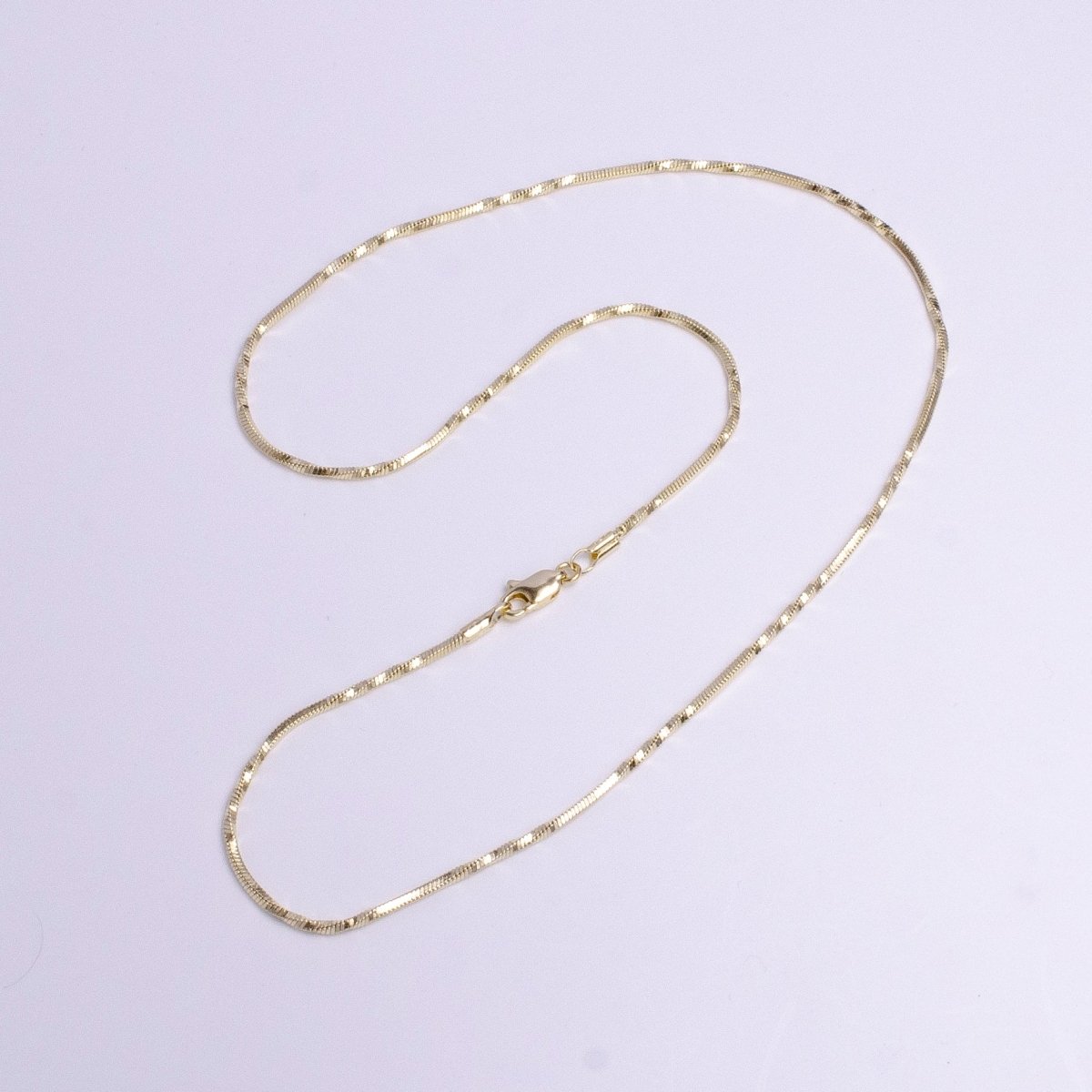 14K Gold plated 1.3mm Unique Cocoon Snake Chain 18 Inch Layering Necklace | WA-1743 - DLUXCA