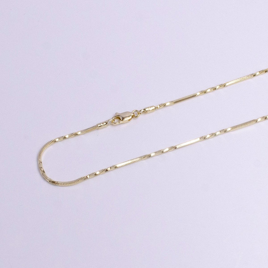 14K Gold plated 1.3mm Unique Cocoon Snake Chain 18 Inch Layering Necklace | WA-1743 - DLUXCA