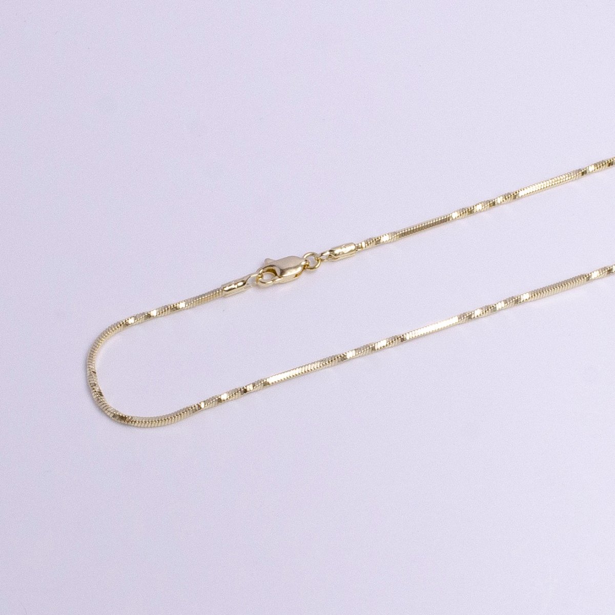 14K Gold plated 1.3mm Unique Cocoon Snake Chain 18 Inch Layering Necklace | WA-1743 - DLUXCA