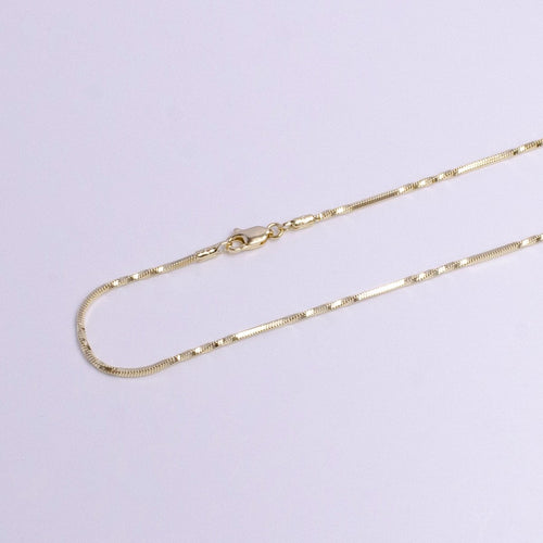 14K Gold plated 1.3mm Unique Cocoon Snake Chain 18 Inch Layering Necklace | WA-1743 - DLUXCA