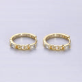 14K Gold plated 14mm Double Baguette Curb Link Huggie Earrings | AE588 - DLUXCA