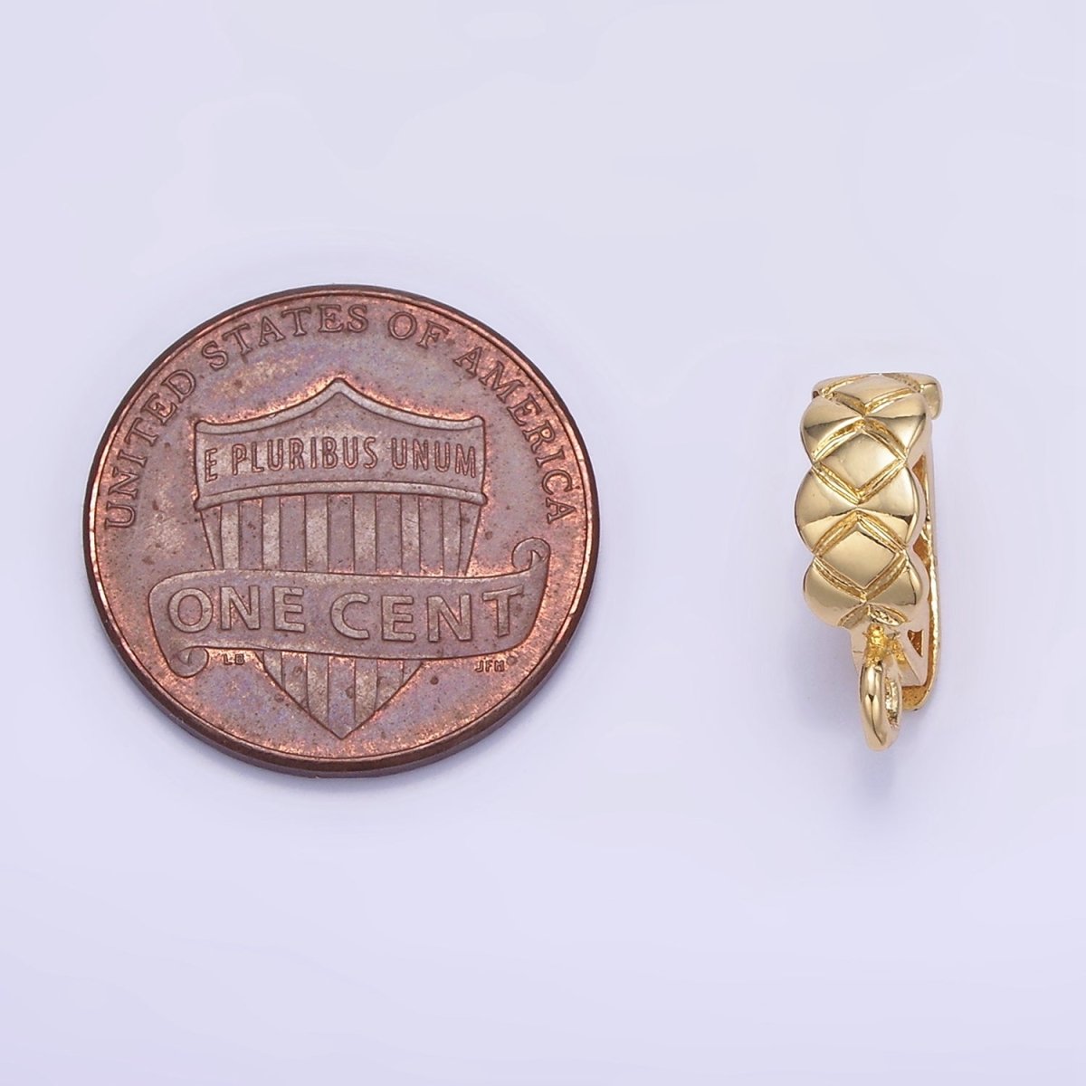 14K Gold plated 14mm Quilted Snap Latch Bail Findings | Z594 - DLUXCA