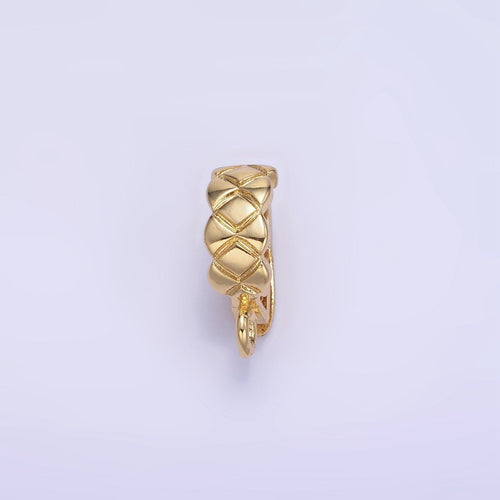 14K Gold plated 14mm Quilted Snap Latch Bail Findings | Z594 - DLUXCA