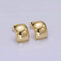 14K Gold plated 14mm Wide Minimalist Cartilage C-Shaped Hoop Earrings | V460 - DLUXCA