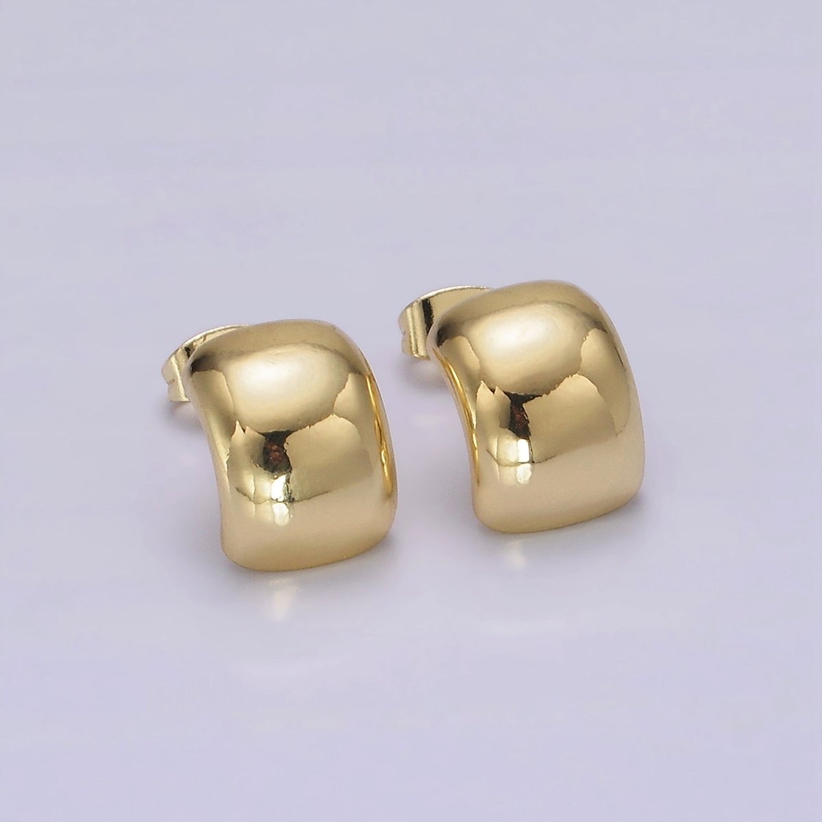 14K Gold plated 14mm Wide Minimalist Cartilage C-Shaped Hoop Earrings | V460 - DLUXCA