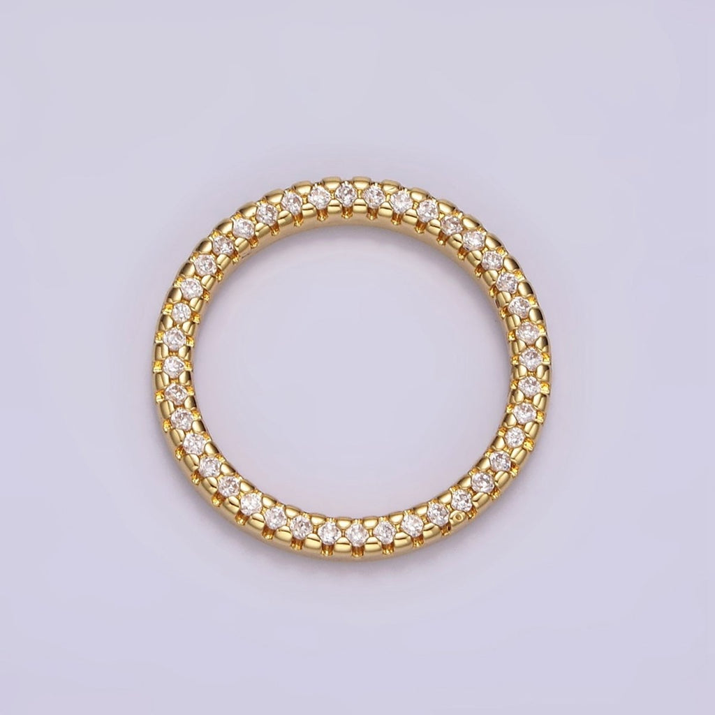 14K Gold plated 15.5mm Open Round Clear Micro Paved CZ Charm Supply | Z-477 - DLUXCA