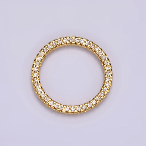 14K Gold plated 15.5mm Open Round Clear Micro Paved CZ Charm Supply | Z-477 - DLUXCA