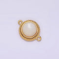 14K Gold plated 15.7mm Shell Pearl Braided Bezel Round Connector | G-060 - DLUXCA
