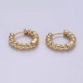 14K Gold plated 15mm Braided Croissant Huggie Earrings | AE905 - DLUXCA