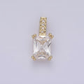14K Gold plated 15mm Clear Baguette Micro Paved CZ Bail Pendant | N1806 - DLUXCA