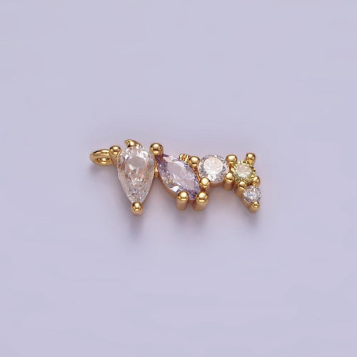 14K Gold plated 15mm CZ Multicolor Teardrop Marquise Round Abstract Mini Add-On Charm | AC821 - DLUXCA