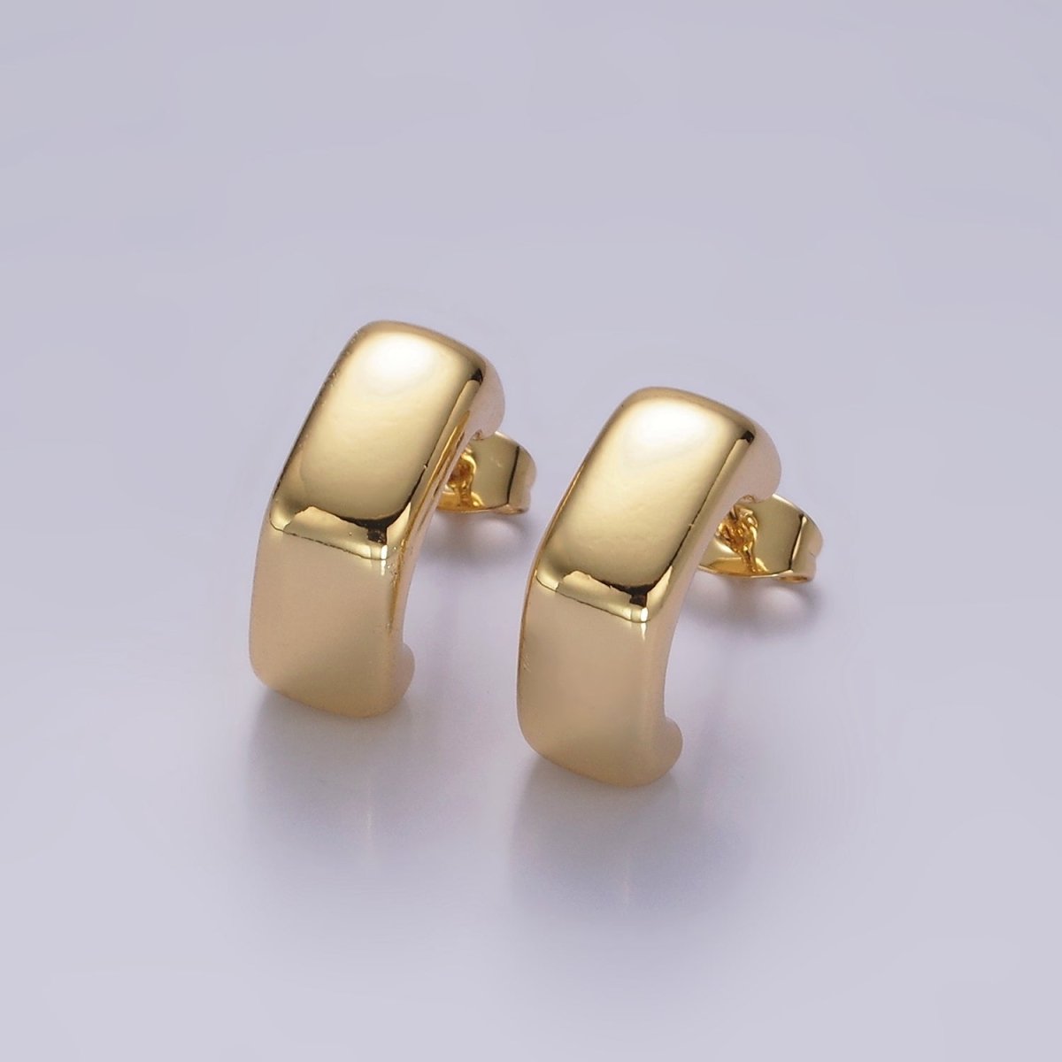 14K Gold plated 15mm Hexagonal Modern Statement C-Shaped Hoop Kylie Earrings | AE950 - DLUXCA