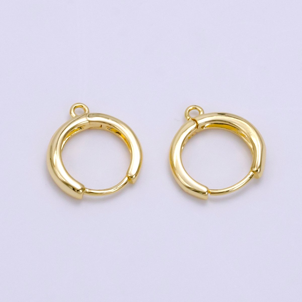 14K Gold plated 15mm Huggie Hoop Earrings Findings | Z663 - DLUXCA