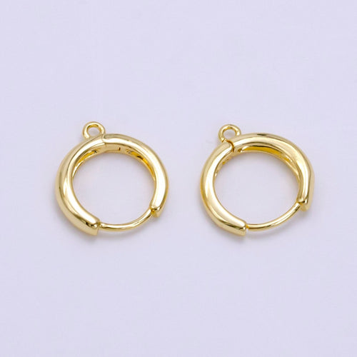 14K Gold plated 15mm Huggie Hoop Earrings Findings | Z663 - DLUXCA