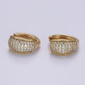 14K Gold plated 15mm Micro Paved Wide Huggie Earrings | AB1130 - DLUXCA
