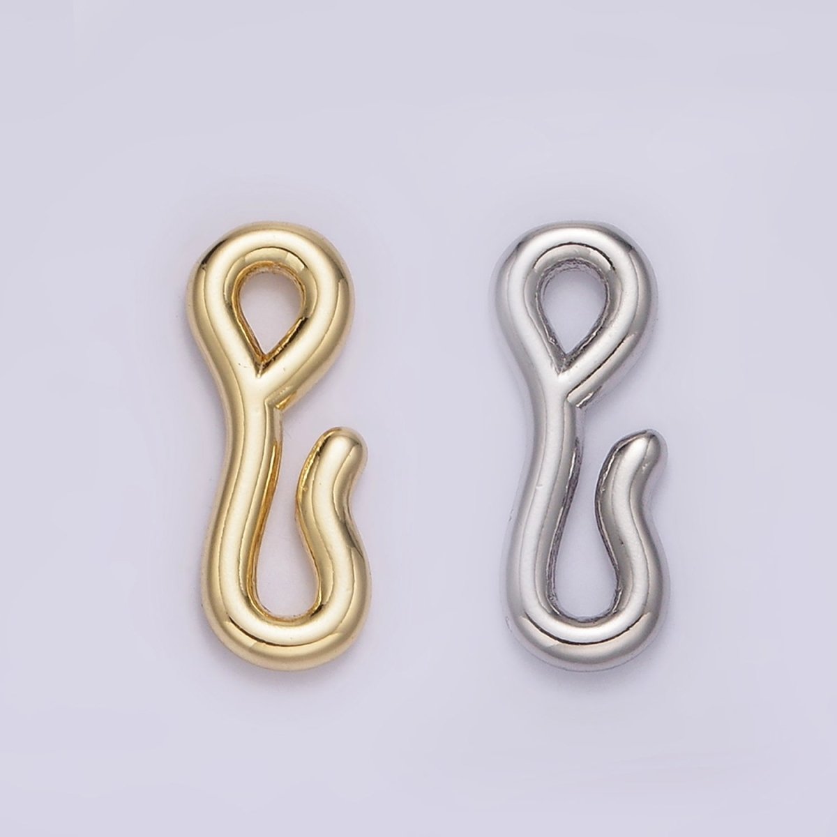 14K Gold plated 15mm Minimalist Wiggly Hook Closure Supply Findings in Gold & Silver | Z652 - DLUXCA