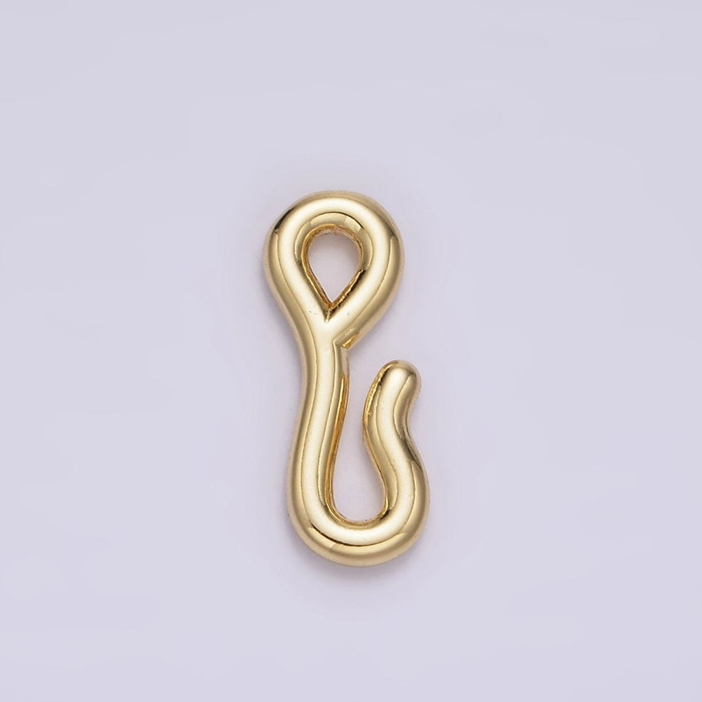 14K Gold plated 15mm Minimalist Wiggly Hook Closure Supply Findings in Gold & Silver | Z652 - DLUXCA