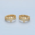 14K Gold plated 15mm Rhombus Micro Paved CZ Huggie Earrings in Gold & Silver | AD627 AD628