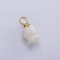 14K Gold plated 15mm Rose Bud Flower Shell Pearl Drop Pendant | AG689 - DLUXCA